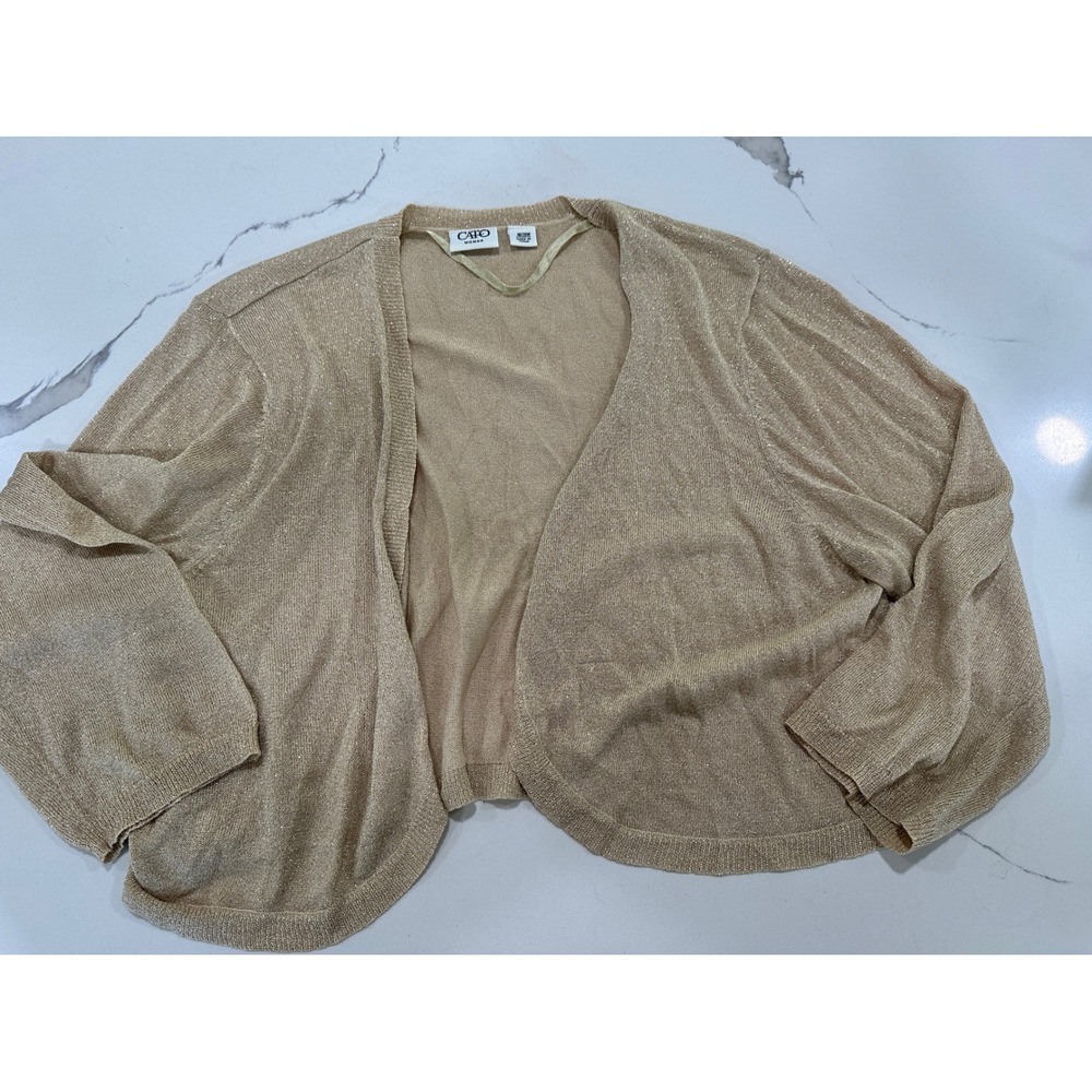 Cato Woman Gold Metallic Shrug Cardigan Open Front Bolero 18/20W Sparkle Knit